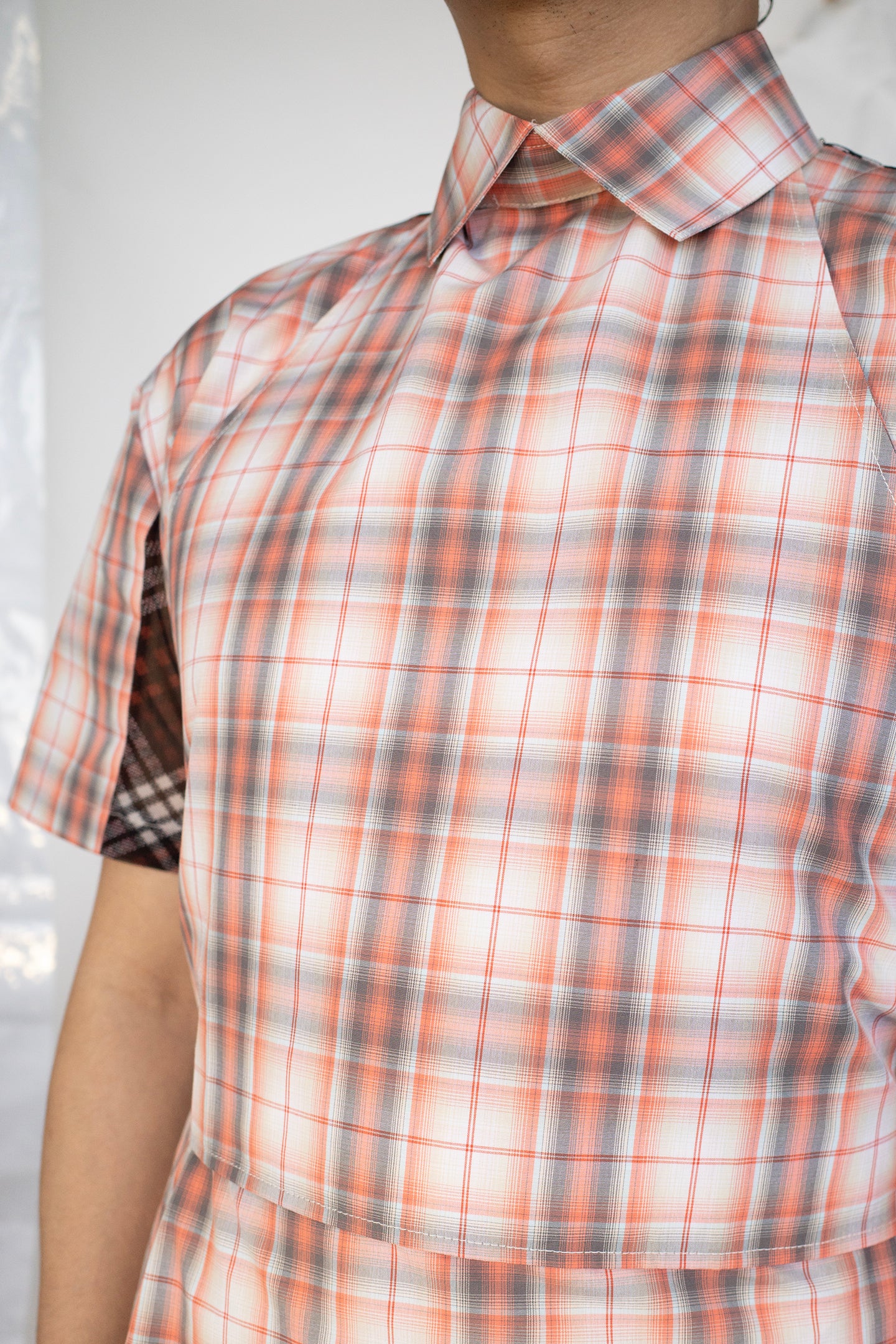 2 Part Shirt, Orange Grid