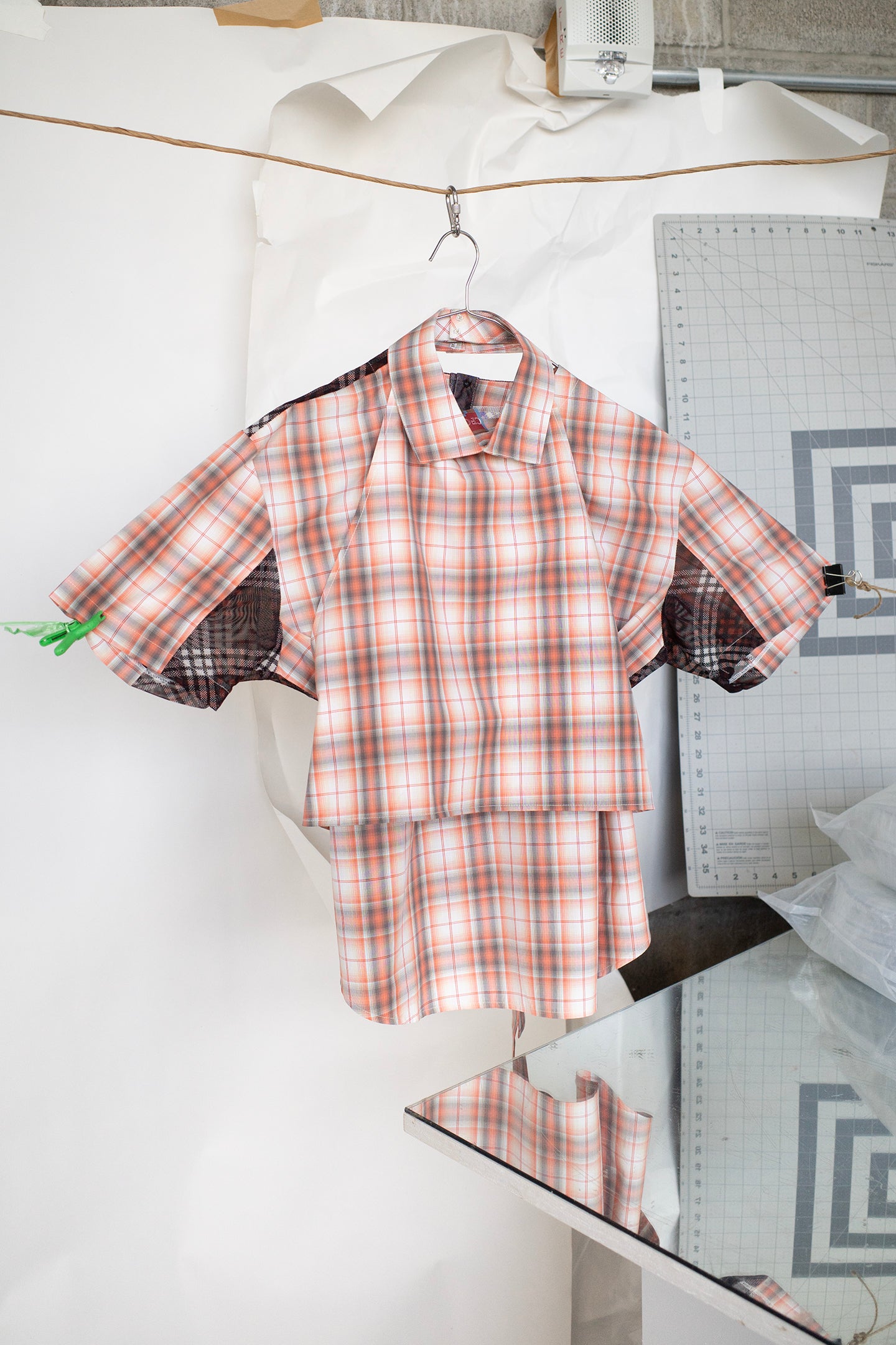2 Part Shirt, Orange Grid