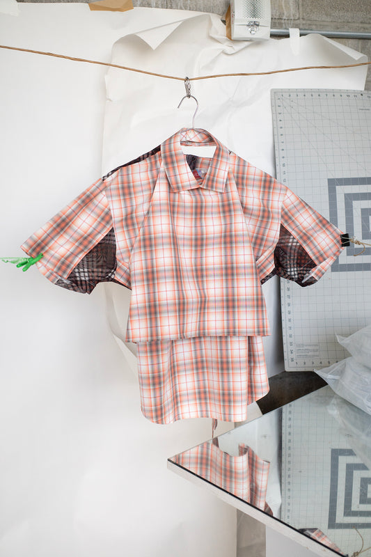 2 Part Shirt, Orange Grid