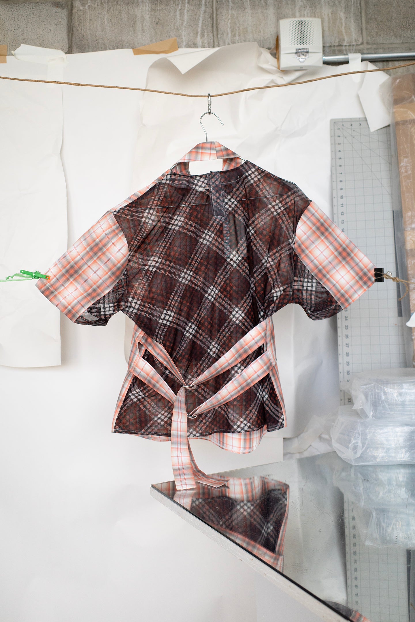 2 Part Shirt, Orange Grid